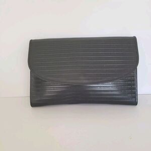 Mario Valentino Bag Clutch Handbag Vintage Pouch Italian Black Logo Leather 12x8